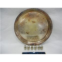 Camelot Silver Co. Platter and Nickel Silver S&P, by Presto