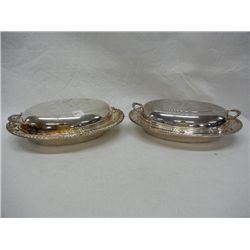 2 Silver Covered Serving Dishes, 1 by Sheffield Silver Co.