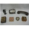Image 2 : 4 Trinket Boxes, Gorham Silver Plated Phone Receiver Cover, 5th Ave. Compact Mirror, and Small Silve