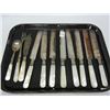 Image 1 : 11 Pieces of Vintage Flatware w/ Mother of Pearl Handles