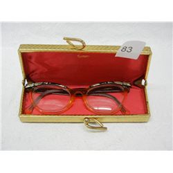 Black & Rhinestone Cat Eye Glasses, by Liberty, w/ Case
