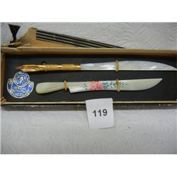 Genuine Mother of Pearl Dip Pen and Hand Painted Letter Opener, by Bloom Bros.  Co.