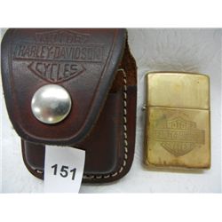 Harley Davidson Zippo Lighter w/ Leather Holder