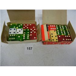 2 Boxes of Green, Red, and White Dice