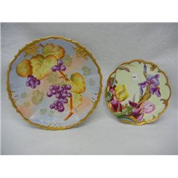 2 French Made Hand Painted Floral Plates, 1 by Havilland and 1 by Blakeman & Henderson
