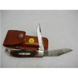 Large Old Timer Schrade 2 Bladed Knife with Sheath