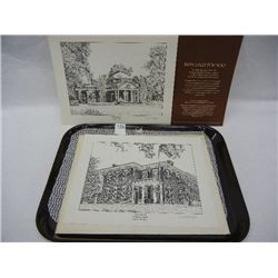 2 Limited Edition Etchings of Homes of the US Presidents: Thomas Jefferson and Ulysses S Grant