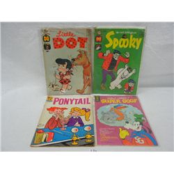 Little Dot 10¢ Comic, Ponytail 12¢ Comic, Spooky 12¢ Comic, and Walt Disney Super Goof 15¢ Comic