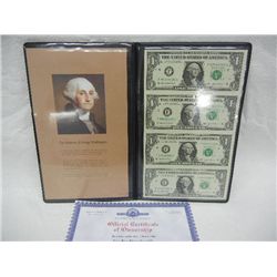 Black Angus Bankers Portfolio w/ Uncut Sheet $1 Bills and George Washington Photo, by World Reserve 