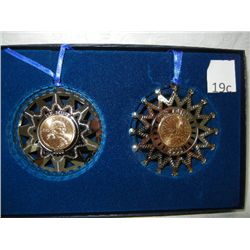(2) 2000 US Mint Sacagawea Dollar Ornaments