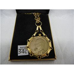 1972 Eisenhower Dollar 22k Gold Overlay Collectors Pendant, by the American Heritage Association