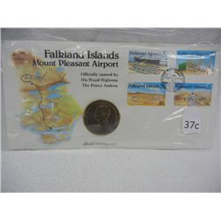 Falkland Islands Mount Pleasant Airport Opening Coin, May 1985