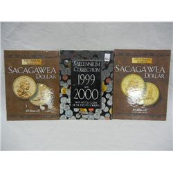 3 Empty Coin Books: Millennium Collection Book & 2 Millennium Edition Sacagawea Dollar Books, by HE 