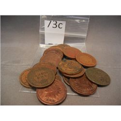 (18) Indian Head Cents, Mixed Dates