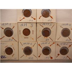 10 Lincoln Wheat Cents: 1939-S