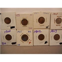 8 Indian Head Cents, 1900-1908