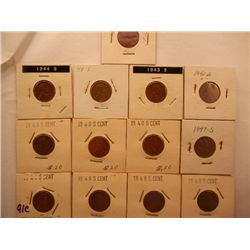 (13) Lincoln Wheat Cents, 1940s