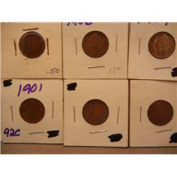 (6) Indian Head Cents, 1901-1907