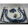 Image 1 : Dark Blue Clip On Earring, Brooch, and Necklace Set