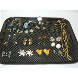 Lot of Fashion Jewelry: Clip On Earrings, Necklace, and Rings