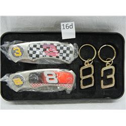 Dale Earnhardt, Jr. & Sr. Collector Knife & Key Chain Set