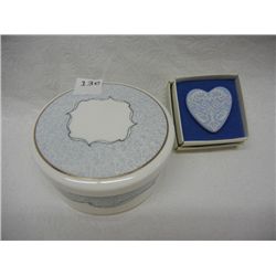 Wedgwood Bone China Trinket Box and Wedgwood Heart Brooch