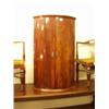 Image 1 : Georgian mahogany bow fronted corner cupboard with shaped oak shelves, 36" high…