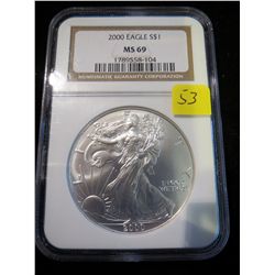 2000 AMERICAN SILVER EAGLE - NGC MS69