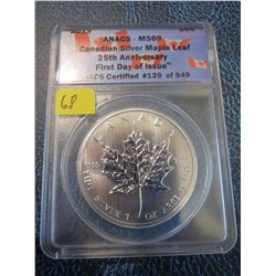 2013 Canadian Maple Leaf - ANACS MS69 25th Anniversary - First Day of Issue