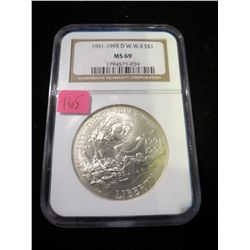 1991-1995-D 1993 WWII World War 2 Silver Commemorative Dollar - NGC MS69