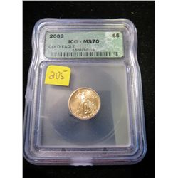 2002 1/10oz American Gold Eagle - ICG MS70