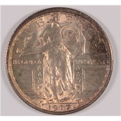 1917 TYPE 1 STANDING LIBERTY QUARTER MS-64 FULL HEAD, NICE GOLDEN TONE