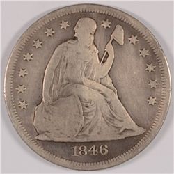 1846-O SEATED LIBERTY DOLLAR, FINE, CLEANED