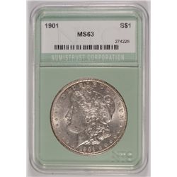 1901 MORGAN SILVER DOLLAR NTC MS63, GREY SHEET OVER $14,000