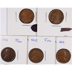 (5) 1909 VDB LINCOLN CENTS