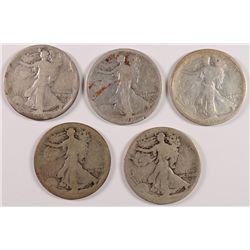 (5) 1916-D WALKING LIBERTY HALF DOLLAR