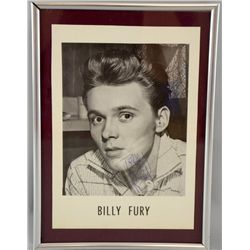 Billy Fury (1940-83) English singer, a clear autograph