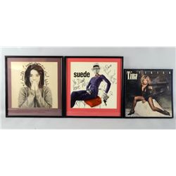 Three signed vinyl LP covers including Tina Turner