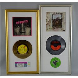 Two vinyl single presentation displays, Led Zeppelin