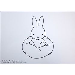 Dick Bruna (1927-) Dutch Artist, a sketch of Miffy the