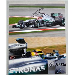 Formula 1 Racing, two signed photographs one by Michael