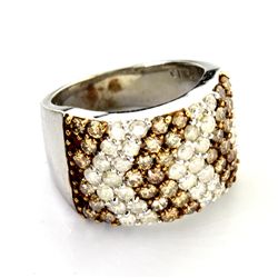 APP: 3.7k 1.70CT Diamond Platinum Overlay Sterling Silver Ring