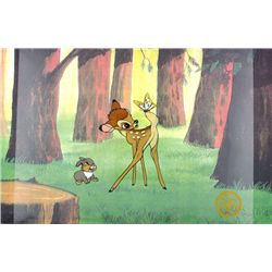 Walt Disney Serigraph, Cell, Bambi at Forest and Butterfly W/Certificate Of Authenticity