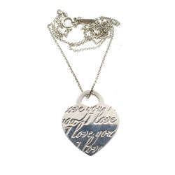 ^Tiffany & Co. Tiffany Notes ''I Love You'' Tag Charm With Sterling Silver Chain