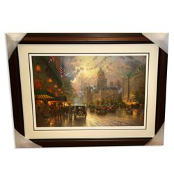 Thomas Kinkade - Museum Framed & Matted Lithograph - Signed, Numbered ''New York Fifth Ave''