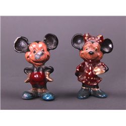 Mickey and Minney Mouse painted lead figurines.