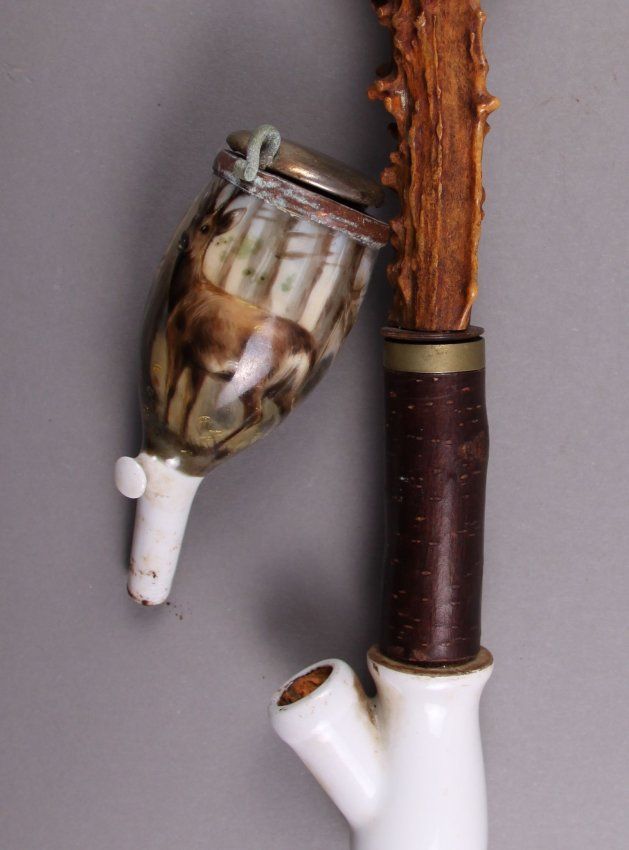 Hand Painted Antique German Porcelain Pipe. (Size See
