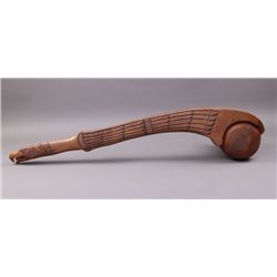 Native American engraved ceremonial club, signed by
