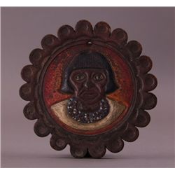 Antique hand painted leather patch.  Early South