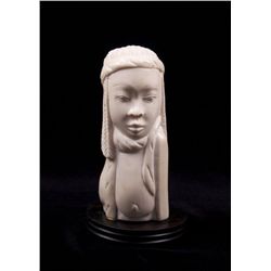 African pre-ban ivory carving of a beautiful princess.